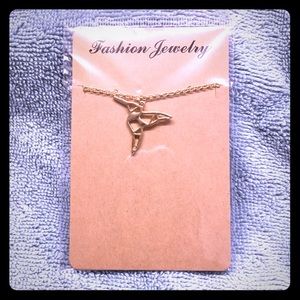 Gold Toned Humming Bird Necklace